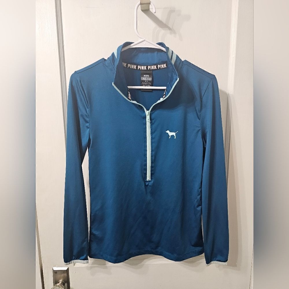 PINK  teal 3/4 sport zip up in excellent condition sz sm